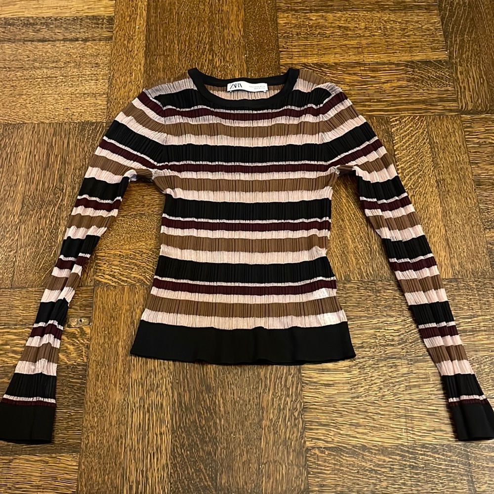 Zara Sheer Striped Long Sleeve